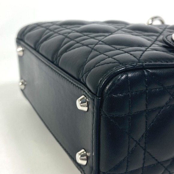 Christian Dior Dior Lady Cannage Shoulder Bag Leather Women's Black - Picture 6 of 13
